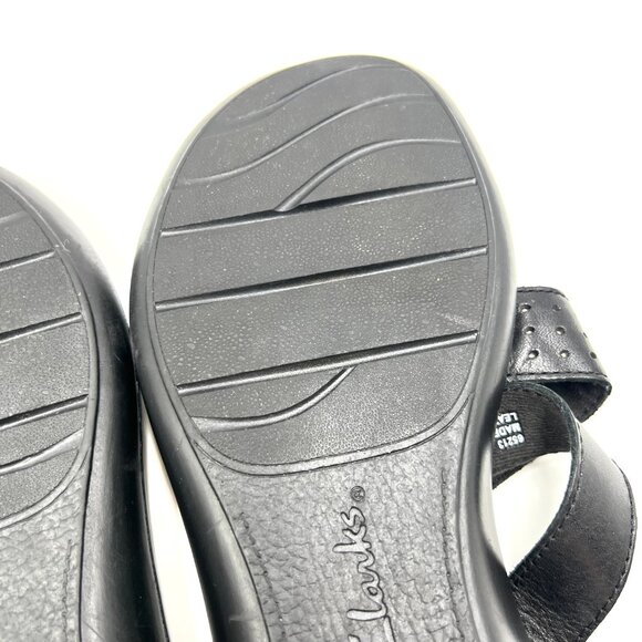 Clarks Womens Size 8M Black Leather Slip On Slides Comfort Sandals Shoes - Picture 11 of 13